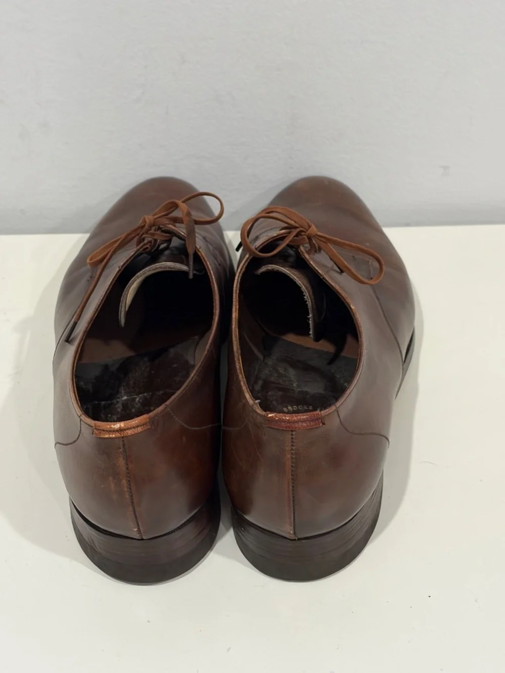 Brooks Brothers Brown Leather Plain Toe Derby Dress Shoes Mens Size 12